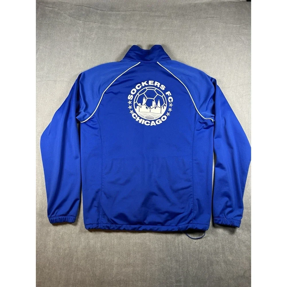 NIKE SOCKER F.C. CHICAGO Blue & White Track Zip Up Adult Size Medium